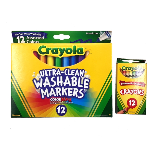 Combo 12 Bút Sáp Màu + 12 Bút Lông Màu Crayola