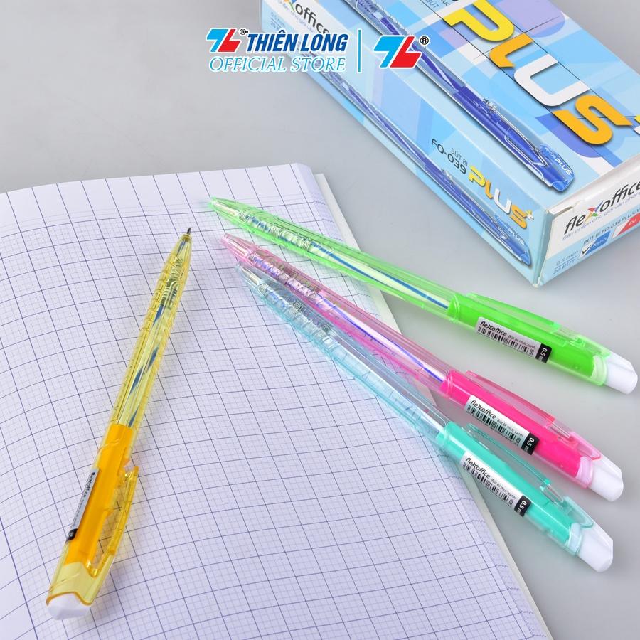 Combo 20 cây Bút bi Mực Xanh Thiên Long Flexoffice FO-039 PLUS/VN 4MC - Màu thân ngẫu nhiên