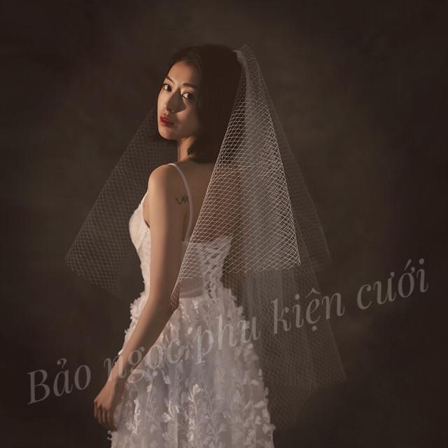 Voan lưới cài tóc cô dâu