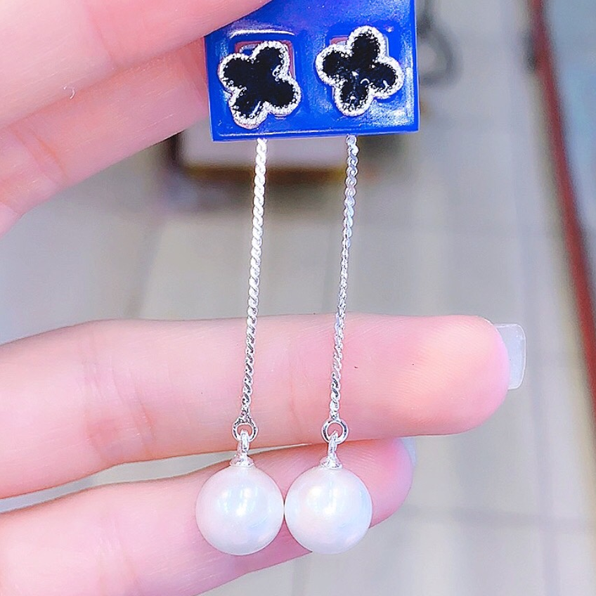Bông tai bốn cánh Treo hạt Trai