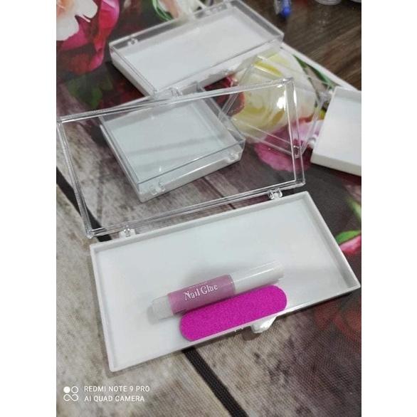 Nail box ,Set hộp đựng móng úp bao gồm dũa và keo mini ,hàng đẹp giá rẻ