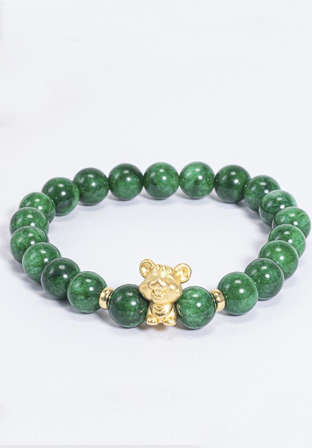 Vòng Tay Phong Thủy Nữ Đá Cẩm Thạch Sơn Thủy Phối Charm Tuổi Tý Bạc Mạ Vàng 24K Mệnh Mộc, Hỏa Ngọc Quý Gemstones