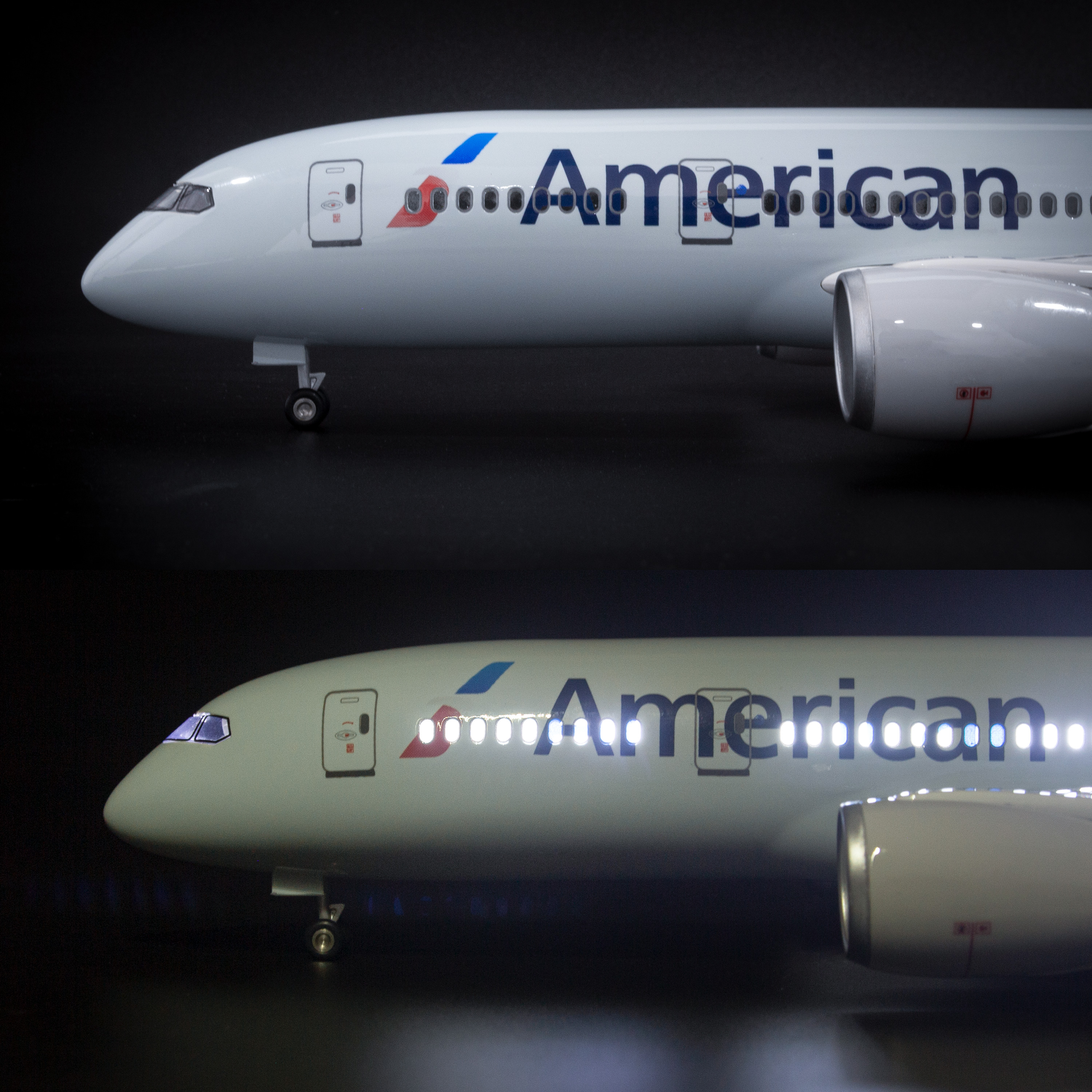Mô hình máy bay American Airlines Boeing B787 lắp ráp có đèn 47cm MBMH46