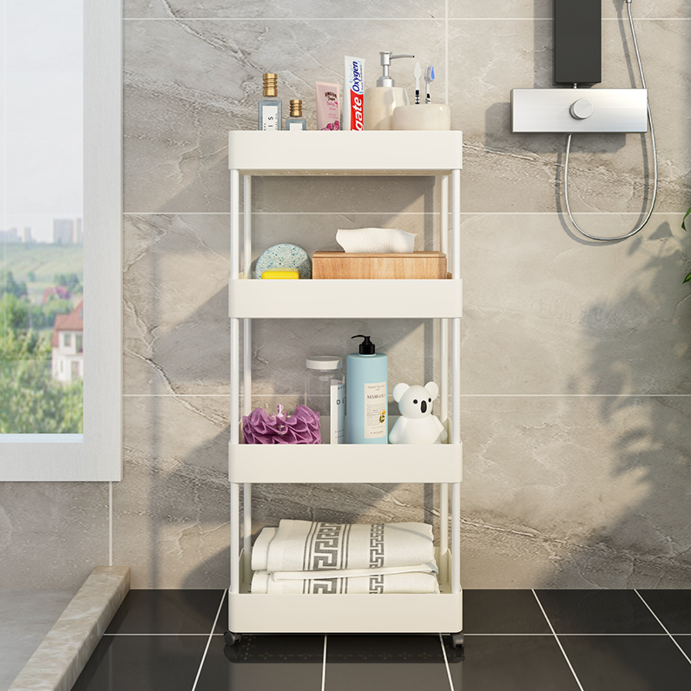 Kệ Nhà Tắm 4 Tầng Để Dầu Gội Sữa Tắm, Có Bánh Xe Di Chuyển Linh Hoạt Để Khe Hẹp Tiết Kiệm Diện Tích Tận Dụng Không Gian Hở - Giao Màu Ngẫu Nhiên