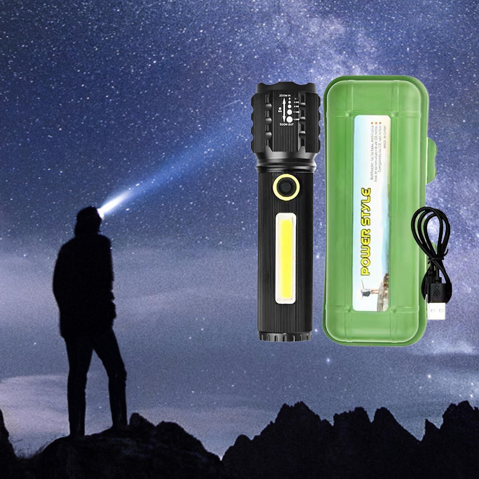 LED Flashlight Pocket Flashlight Small Flashlight Flash Light Compact USB LED Torch Lantern Handheld Torch Light for Camping Car Home Garage