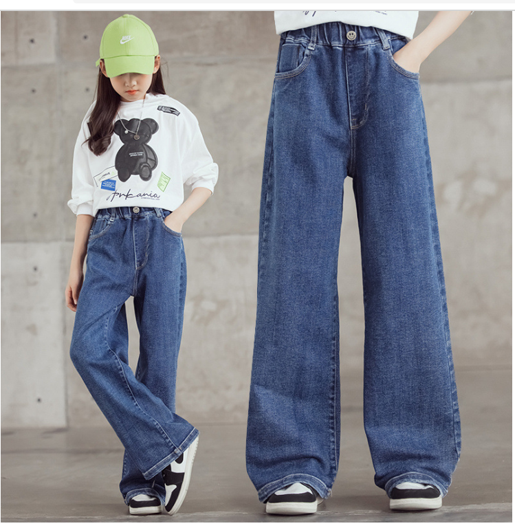 Quần jeans bé gái, quần bò suông, quần bò ống rộng bé gái size đại từ 10-16 tuổi