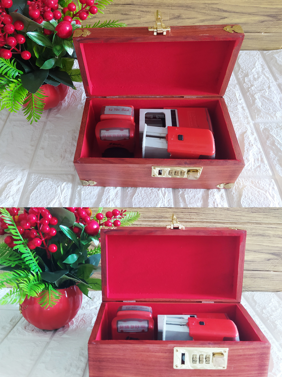 Hộp đựng tiết kiệm,bộ con dấu doanh nghiệp gỗ hương trạm tích cửu ngư quần hội