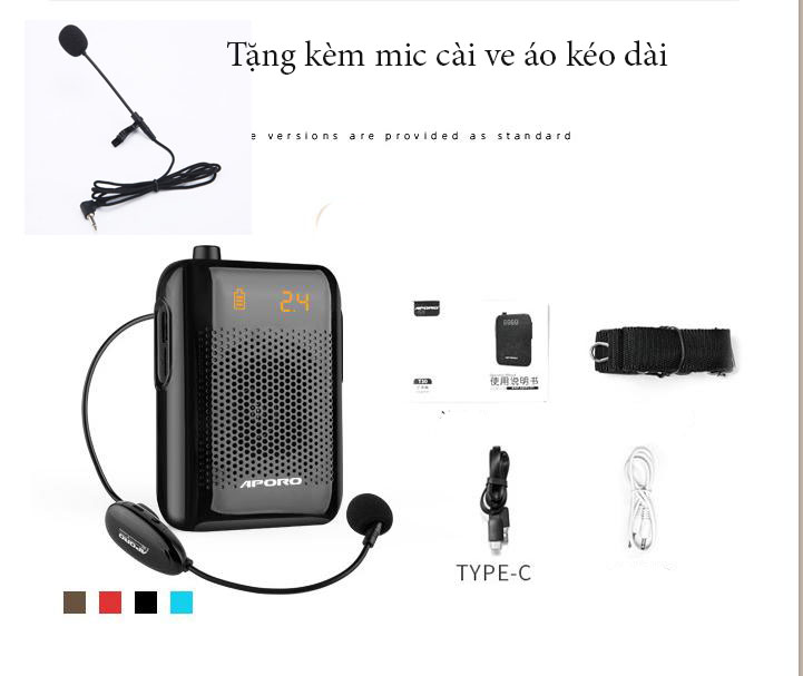 Máy trợ giảng không dây Aporo T30 UHF (  có micro cài ve áo đi kèm )  hàng nhập khẩu