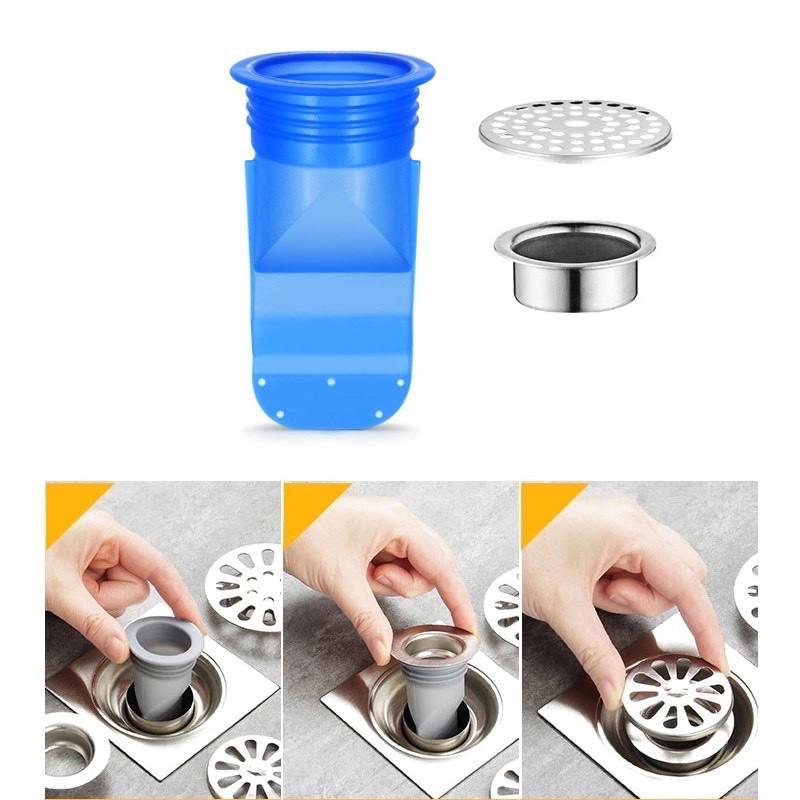 Bộ Ngăn mùi thoát sàn, ngăn trào ngược nhà tắm, côn trùng xâm nhập bằng Silicone cao cấp 88146 shop cr7