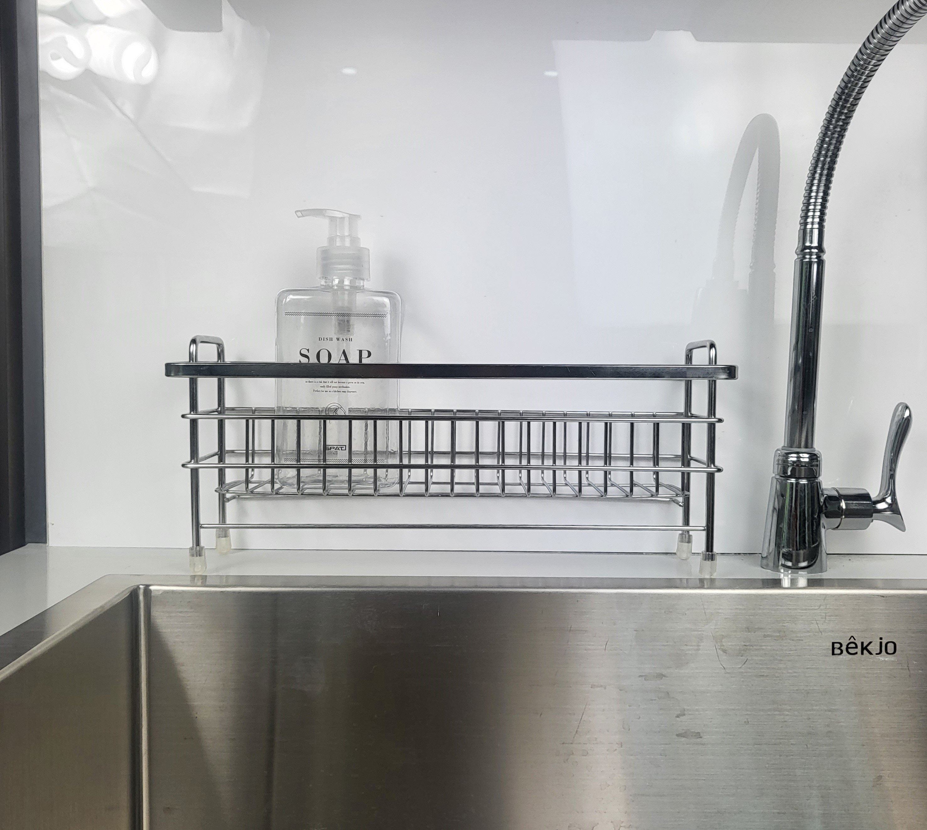 Kệ Đựng dụng cụ Rửa Chén 304 WIDE RACK Kèm Hộp nhựa + Khay inox