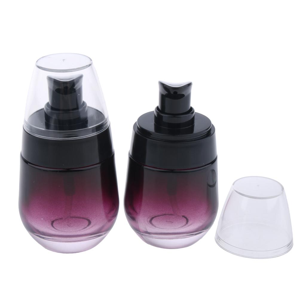 2x 30ml Portable Travel Glass Empty Pump Lotion Spray Bottle Hand Wash Vials for Women's Daily Life