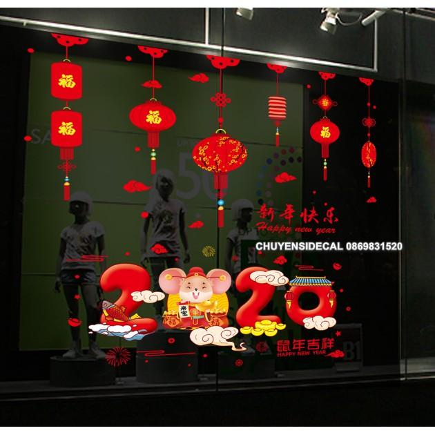 COMBO DECAL DÁN TẾT - RÈM LỒNG ĐÈN PHỐI 2020