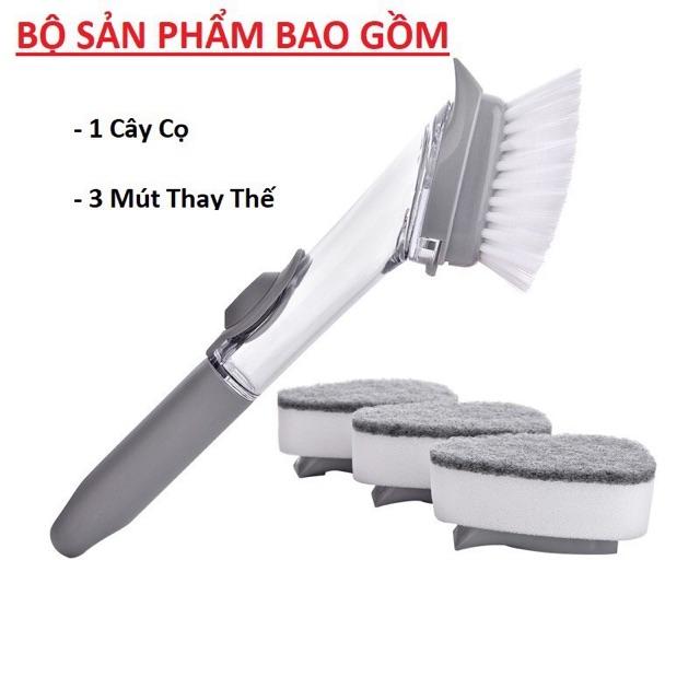 Bàn chải cọ bếp 2in1 kèm bình đựng xà phòng