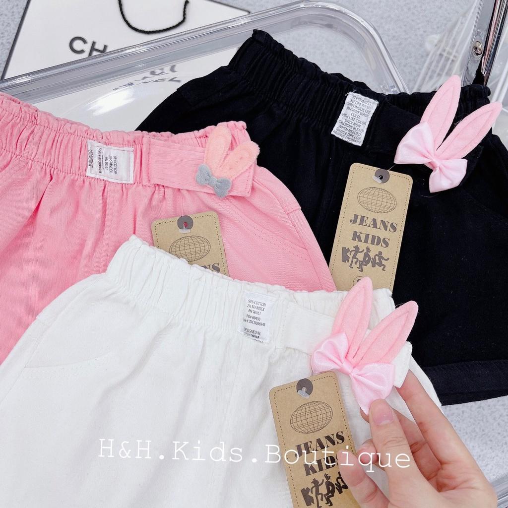 Quần sọt bé gái, quần sọt kaki tai thỏ ngộ nghĩnh, quần kiểu cho bé từ 9 đến 28kg