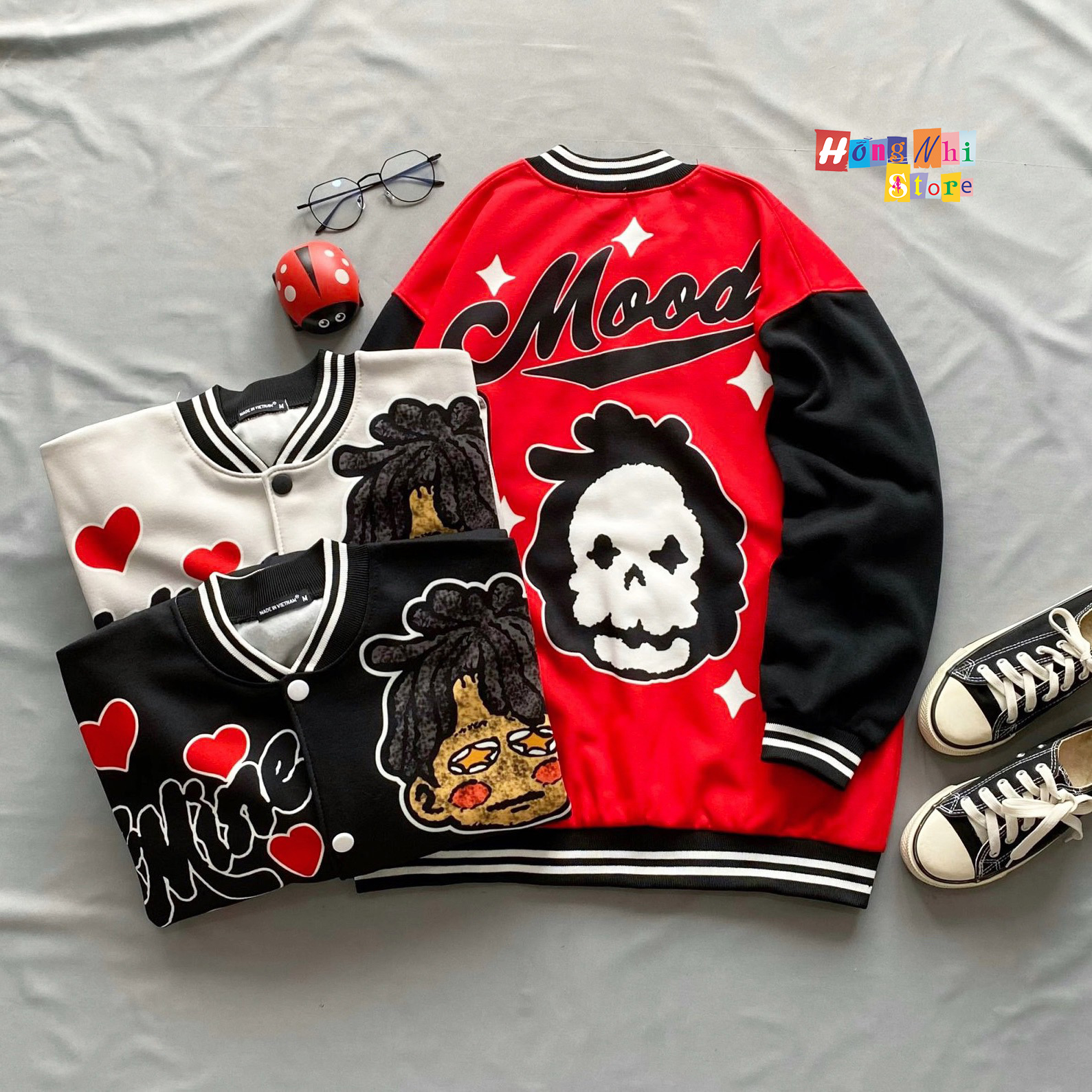Áo Khoác Bomber Bemine Mood Ulzzang Unisex Dáng Rộng Nam Nữ - MM
