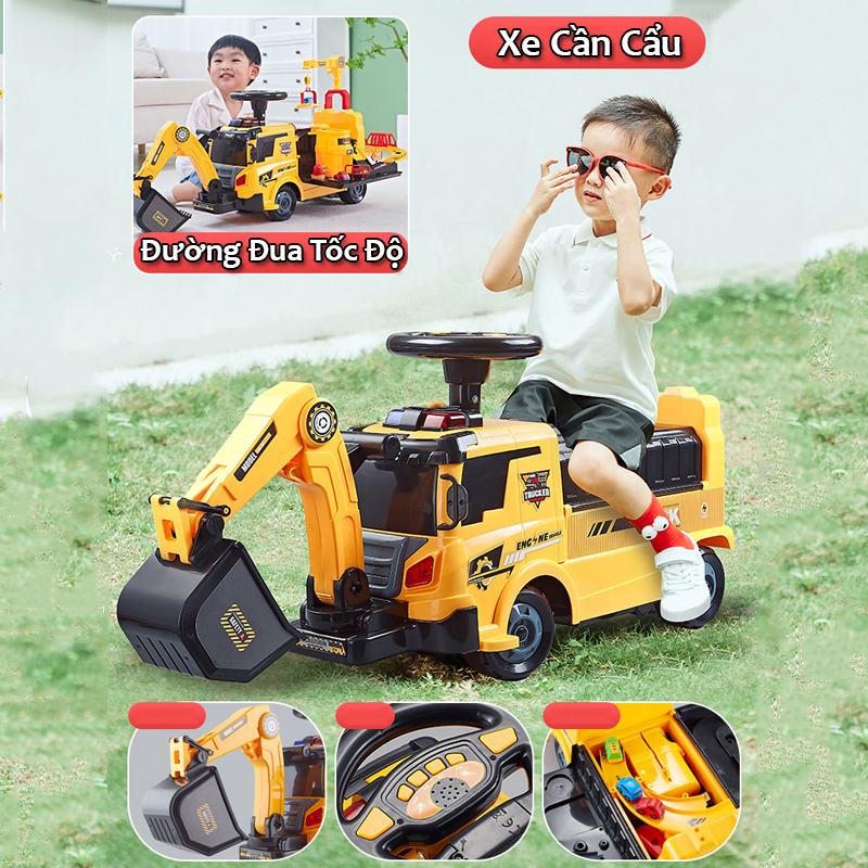 Xe Chòi Chân Cứu Hỏa 2 Trong 1,Xe Scooter Thăng Bằng 4 Bánh Cho Bé 1-4 tuổi Có Nhạc,Đèn Và Vòi Phun.Đồ Chơi Thông Minh