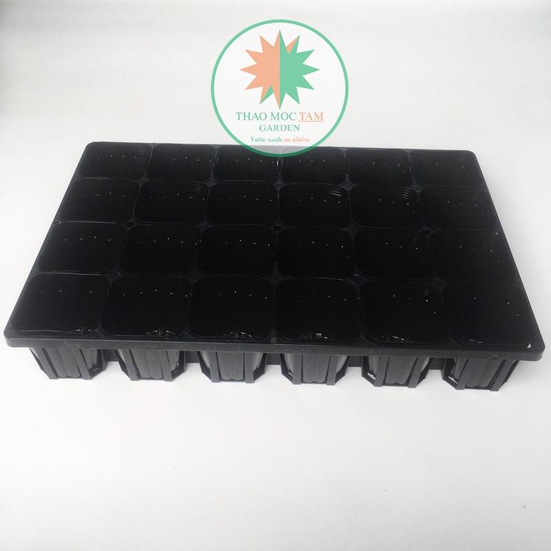 Bộ Khay 24 lỗ + 24 Chậu ươm 9.0 chuẩn Nhật - Khay ươm cây con, cây giống làm vườn