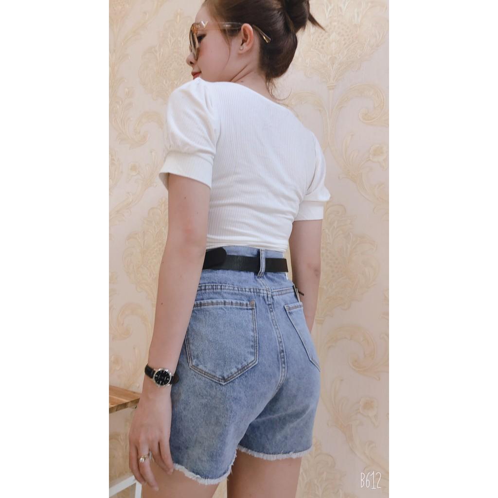 Quần short jeans nữ lưng cao tôn dáng