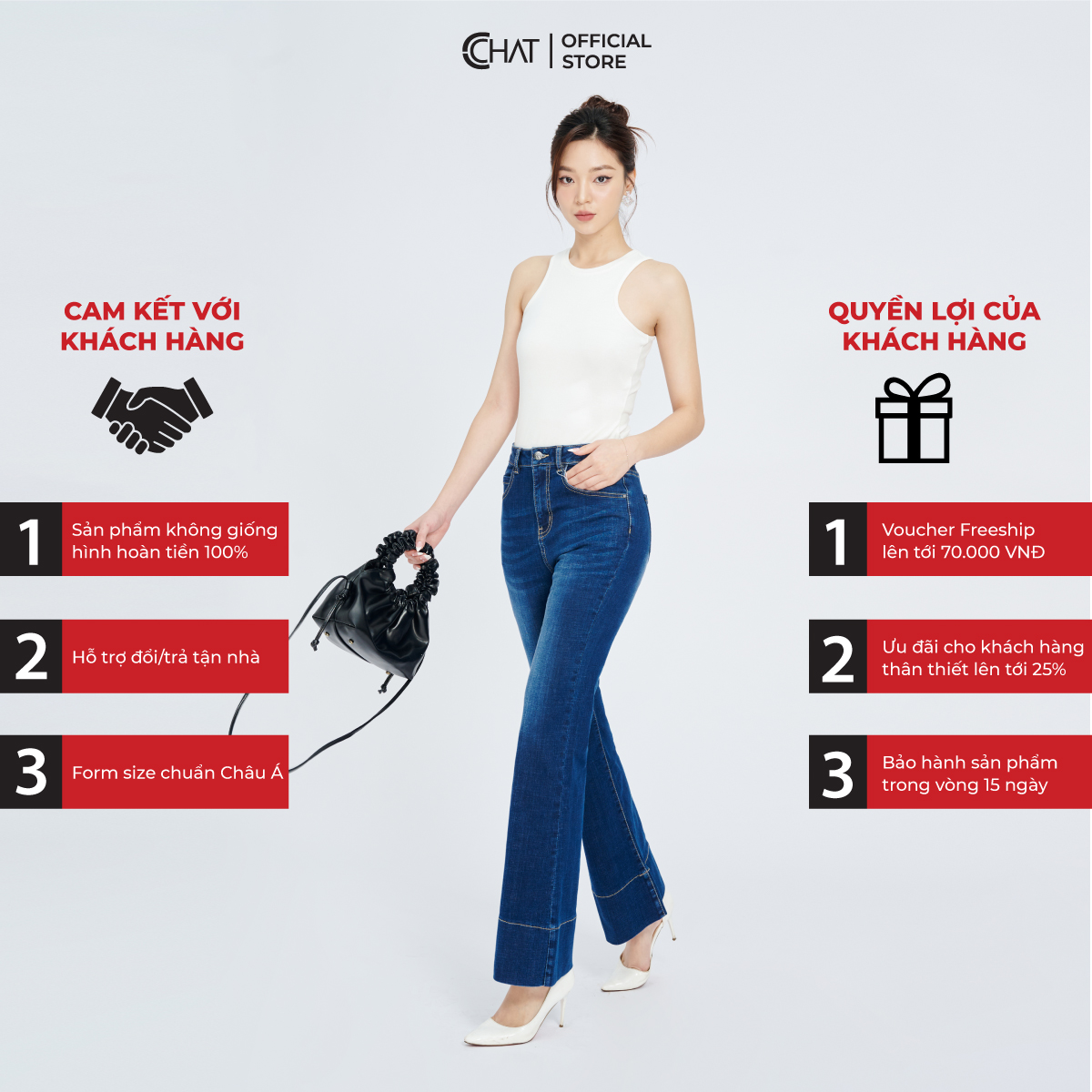 Quần Jean Nữ Vẩy Ống Rộng Bản Gấu Lớn Chất Vải Dày Dặn 22GDJ2010EH
