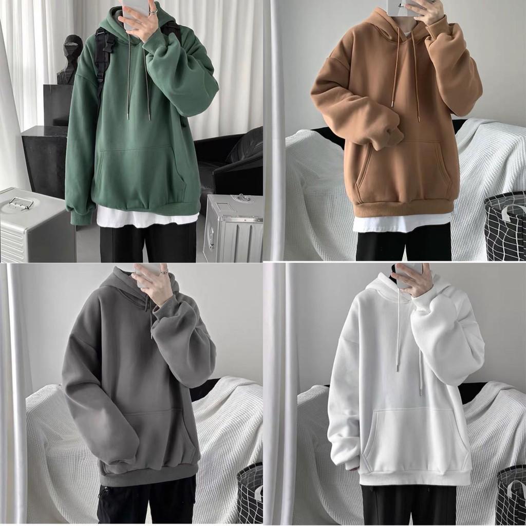 Áo hoodie trơn nam MAYLAN STORE vải nỉ lót bông dày dặn form áo rộng SHOP MAYLAN