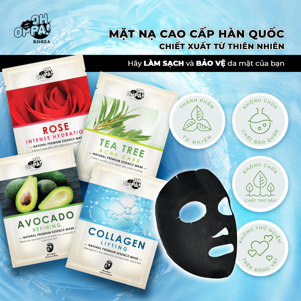 [QUÀ 20/10] Combo 10 miếng mặt nạ cao cấp Hàn Quốc chiết xuất bơ giúp mịn và sáng da, mang lại cảm giác tươi trẻ, xóa mờ vết thâm OH OPPA (25ml/miếng)