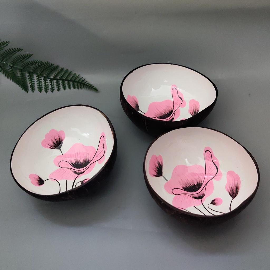 Bát Dừa Khảm Hoa Sen Hồng Nghệ Thuật
