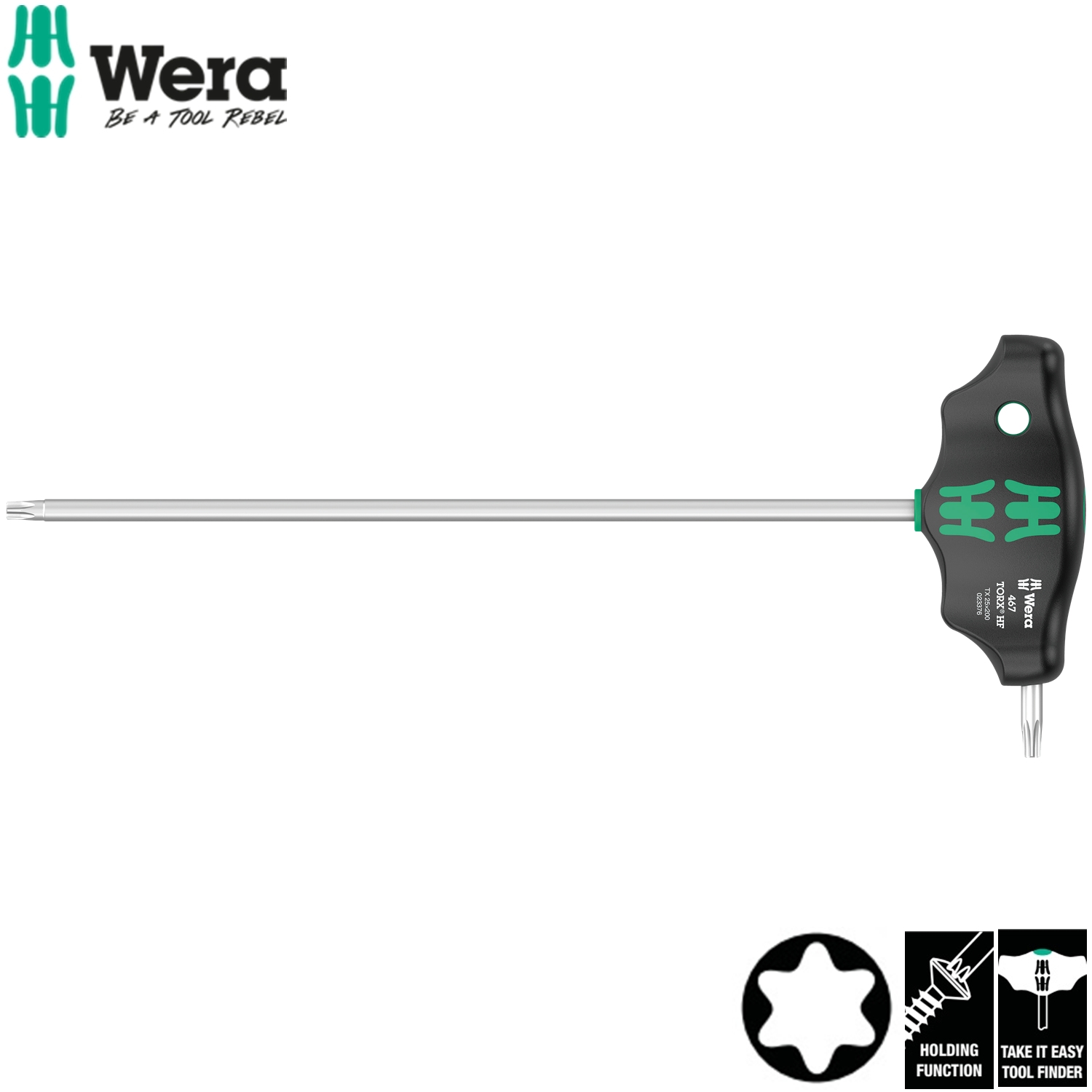 Hoa thị chữ T Wera 05023376001 467 TORX HF TX25 x 200mm bi giữ vít dài 200mm