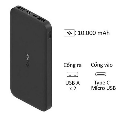 Hình ảnh Pin Sạc Dự Phòng Xiaomi Redmi 10.000mAh / Redmi 18W Fast Charge 20000mAh - Màu Đen Bản Quốc Tế – Hàng Chính Hãng FPT