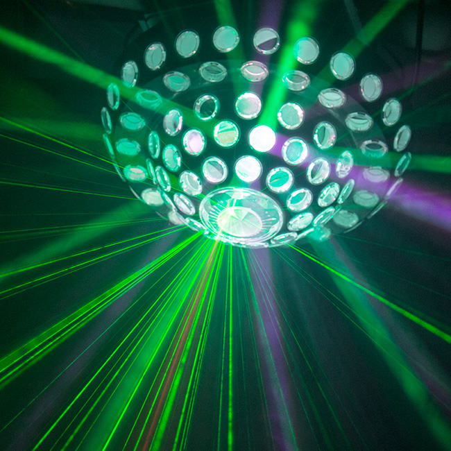 ĐÈN ĐĨA BAY LED + LASER - CHUYÊN DÙNG TRONG PHÒNG TRÀ , HÁT VỚI NHAU , DISCO , PARTY .