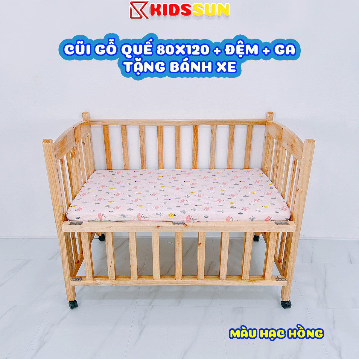 Nôi Cũi 3 Tầng Gỗ Quế Combo 3 Sản Phẩm Giường Cũi Kích Thước [120x80x96cm] Tặng Bánh Xe 