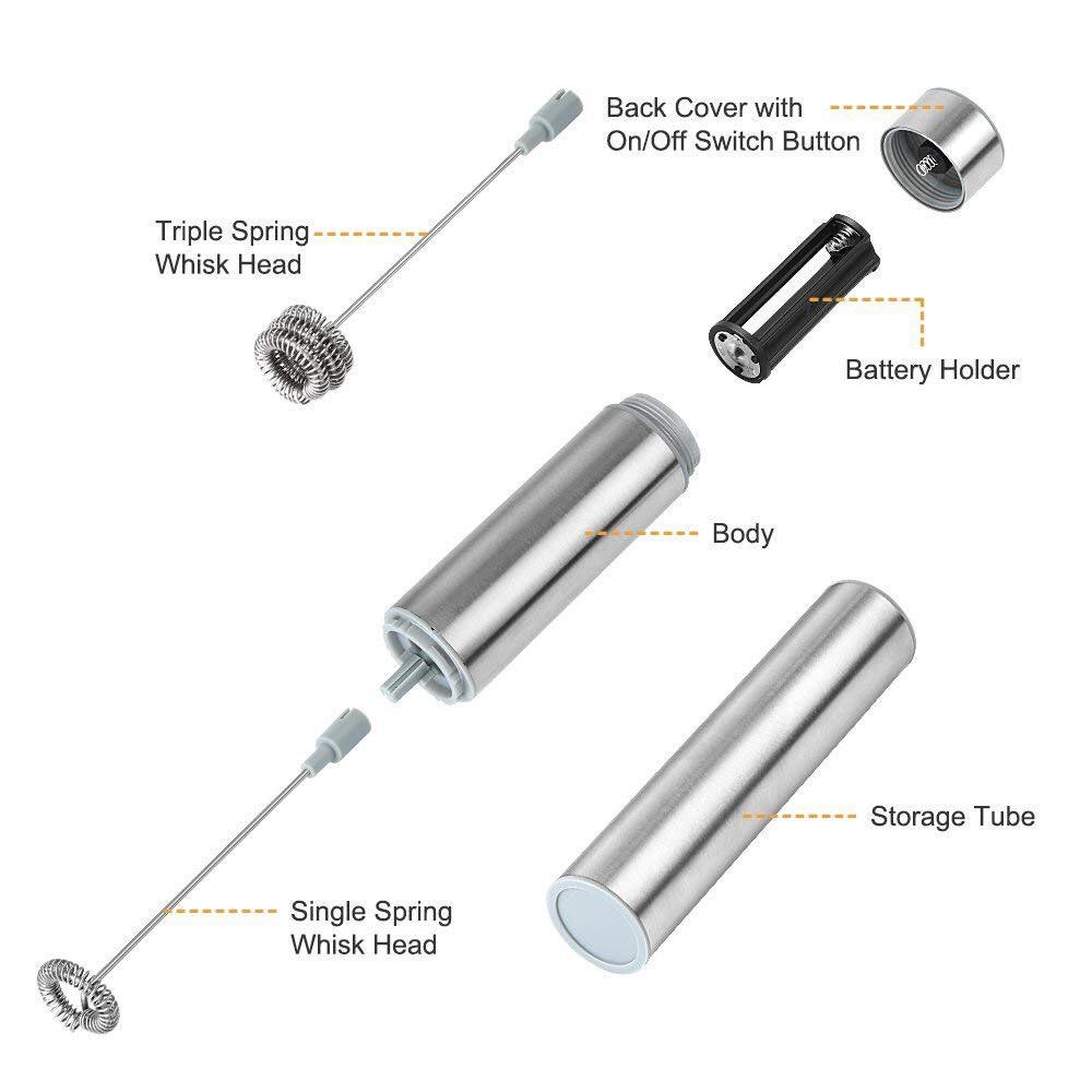 Máy Đánh Trứng, Tạo Bọt Sữa,Cafe Cầm Tay 2 Trong 1 Inox Cao Cấp #304
