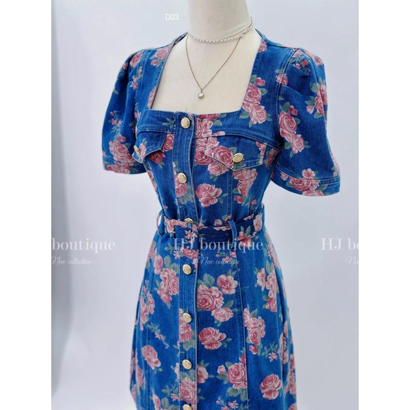 Đầm Jeans ôm body quý phái -D03 - Xanh sáng, Xanh sáng