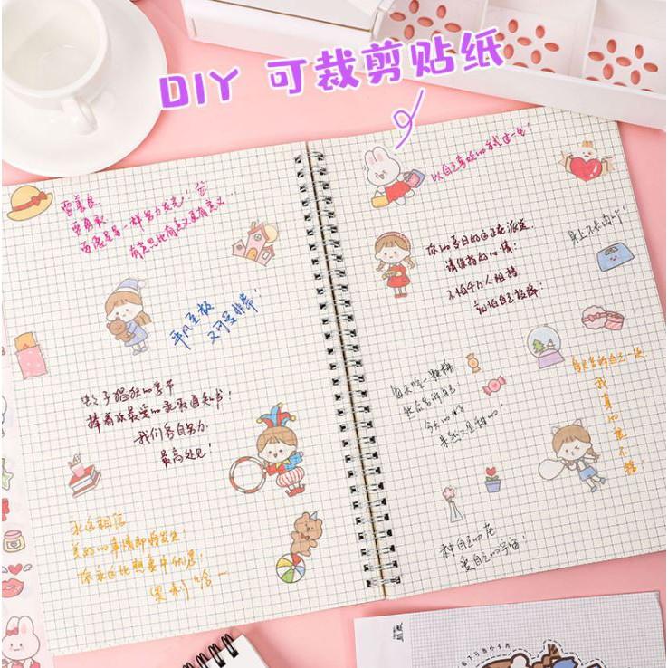 Bộ 4 Miếng Dán Hoạt Hình Đáng Yêu Dùng Trang Trí Sổ Lưu Niệm E124