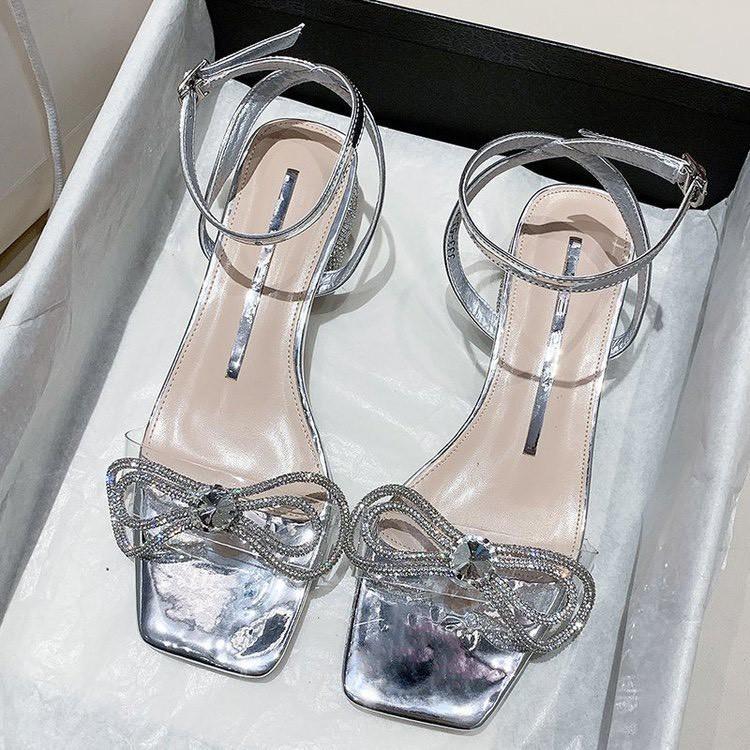 (S99) Sandal nữ nơ vòng đá sang chảnh 5 phân (mã 525