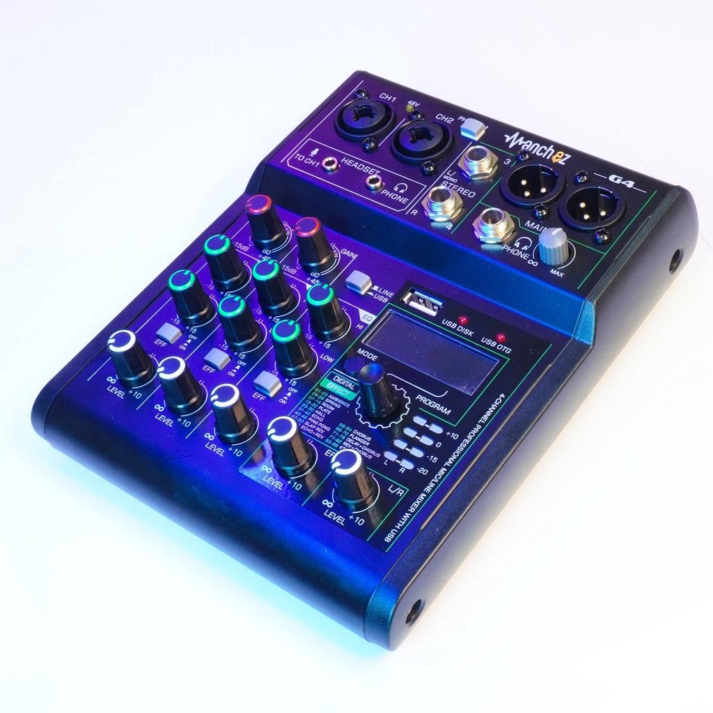 Mixer G4 mini 2022 - 88 chế độ vang, 3 kênh (2 mono, 1 stereo) - Tích hợp nguồn 48V dành cho micro thu âm karaoke live