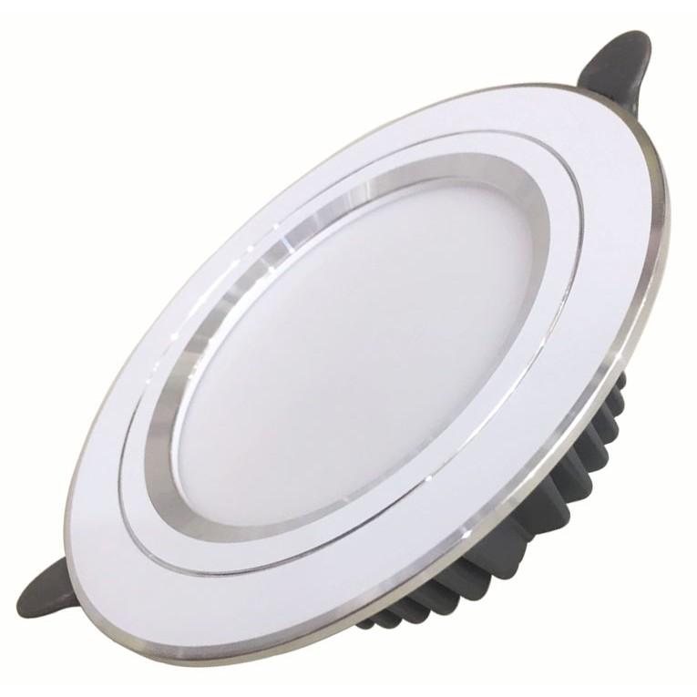 Đèn âm trần led 9W 3 chế độ màu đế đúc