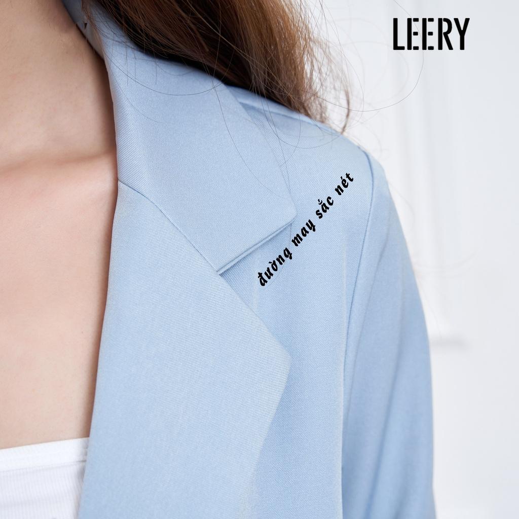 Áo vest nữ ,blazer 1 lớp, áo khoác ngoài màu xanh hàng thiết kế cao cấp LEERY VEST-02
