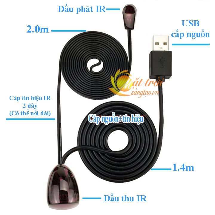 Bộ chuyển tiếp, mở rộng tín hiệu điều khiển hồng ngoại IR V1 (remote tivi, đầu máy…) 1 mắt thu - 1 mắt phát