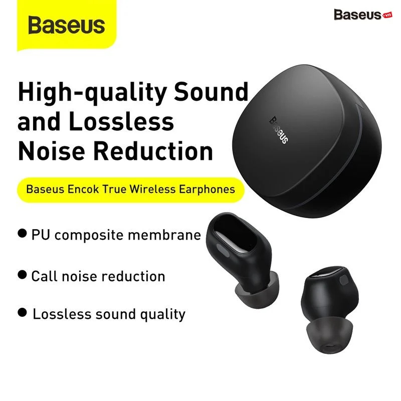 Tai Nghe Bluetooth Baseus WM01 TWS Không Dây - Công Nghệ Chống Tiếng Ồn Mới Nhất - Thiết Kế Nhỏ Gọn Xinh Xắn - Tương Thích Nhiều Thiết Bị - Điều Khiển Cảm Ứng - Hàng Chính Hãng