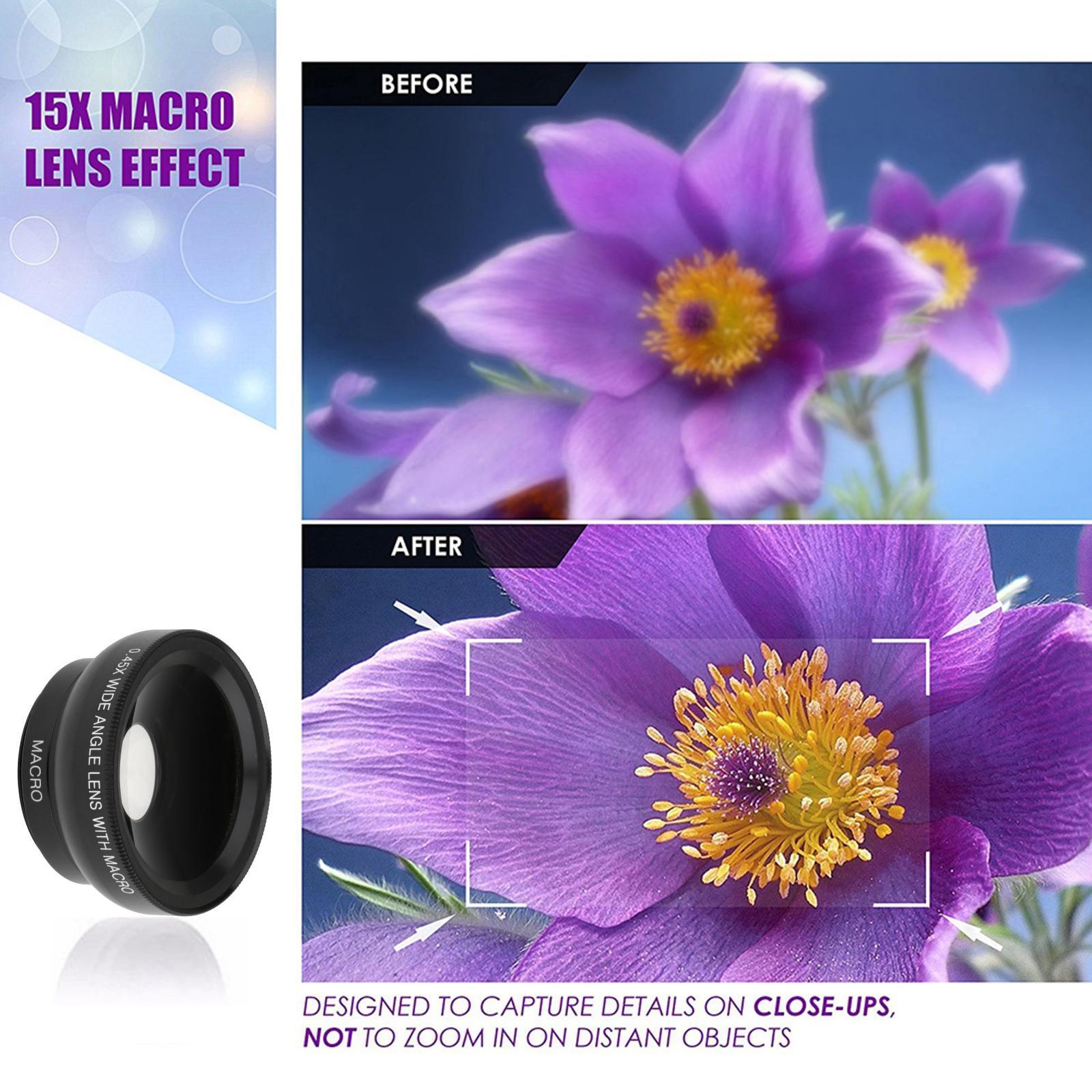 Upgraded Cell Phone Camera Lens Kit for Smartphones Lens Wide Angle Lens Carry