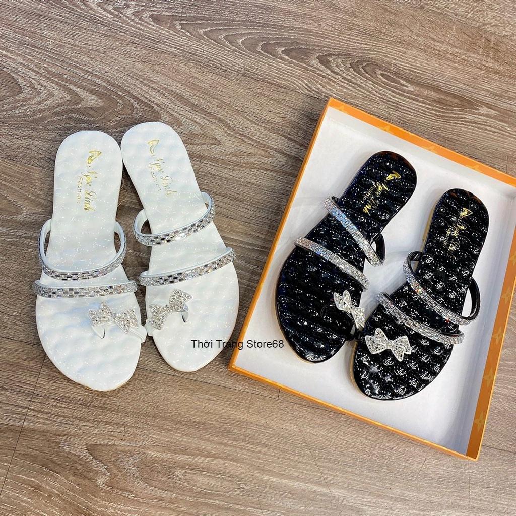 Dép Nữ đẹp Xỏ Ngón Đính Đá Quai Mảnh đi biển thời trang hè 2021 mã DDXB MINHTUYETSHOES