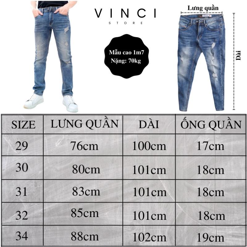 Quần Jean Nam Rách Ống Côn Slim Fit Màu Bụi