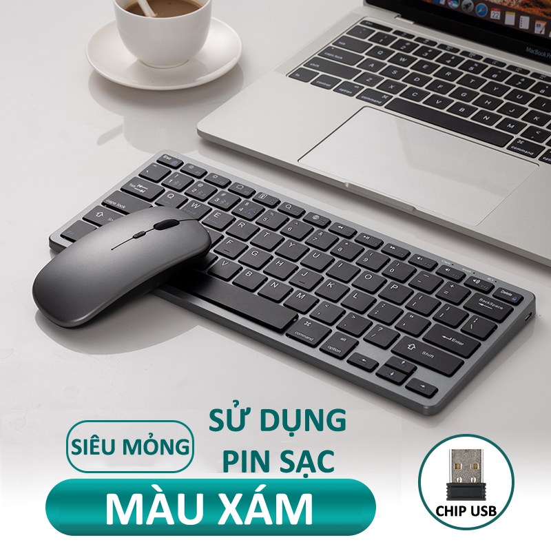 Bộ bàn phím và chuột không dây KB-178 kết nối BLUETOOTH - CHIP USB 2.4GHz siêu mỏng siêu nhỏ gọn không gây tiếng ồn khi gõ