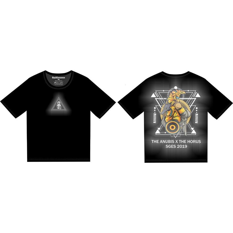 Áo Thun Cotton Nam Nữ Cao Cấp Hình Anubis Phản Quang Unisex