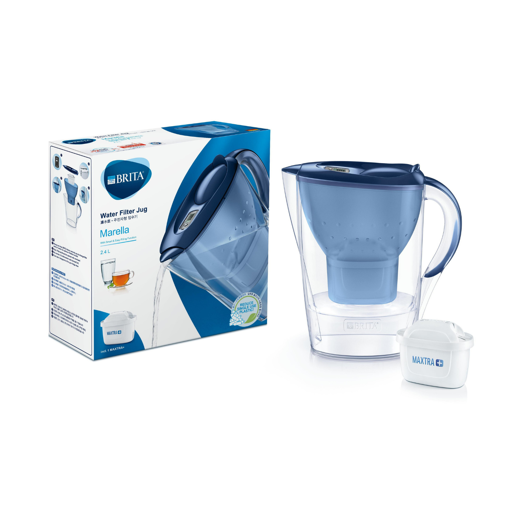 Combo Bình lọc nước BRITA Marella Cool 2.4L kèm Hộp 3 lõi lọc BRITA Maxtra Plus - Hàng Chính Hãng