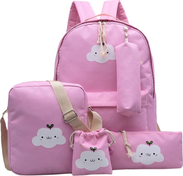 Set 5 món Ba Lô Nữ Thời Trang balo laptop Smile Cloudy