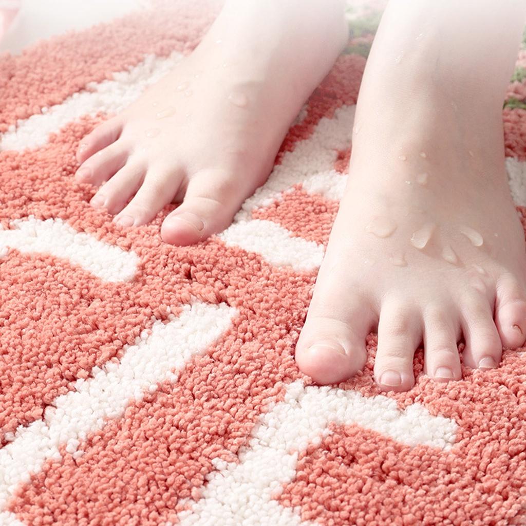 AA Household Floor Mat, Anti-Slip Soft Water Absorption Cover for Bathing Room Doorway, Cute Peach Shape Bath Mat