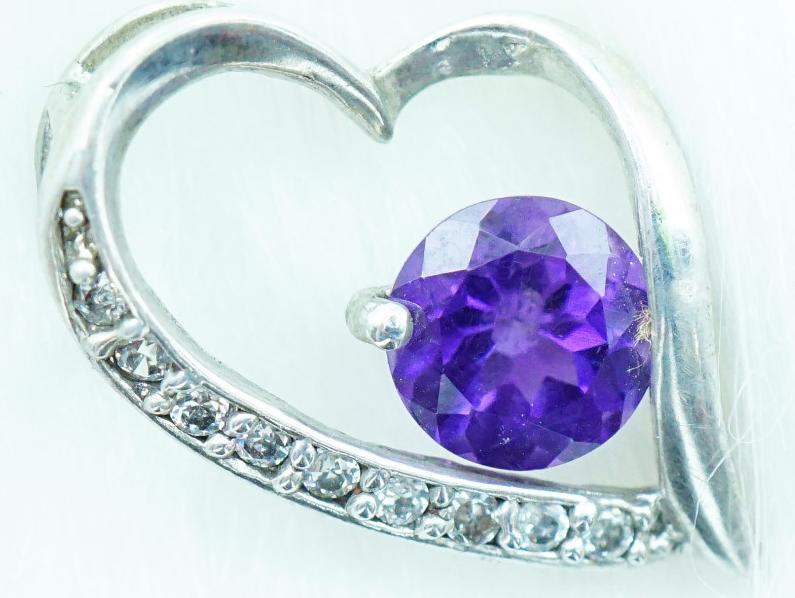 Mặt dây chuyền thạch anh tím Amethyst tự nhiên hình tim