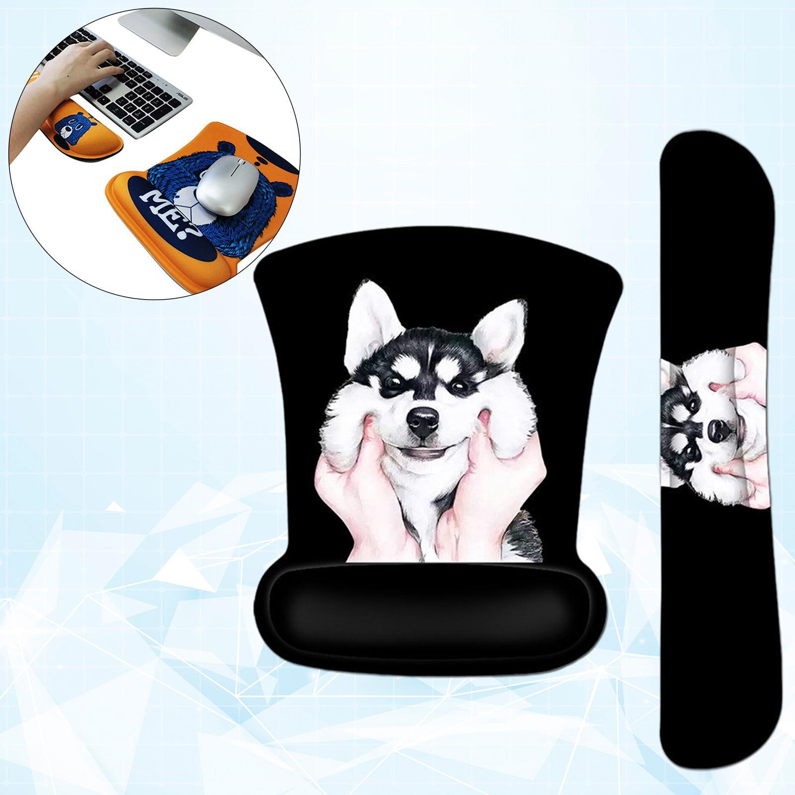 Cute Dog Memory Foam Gaming Keyboard Wrist Pad Mouse Wrist Support Pad Combo