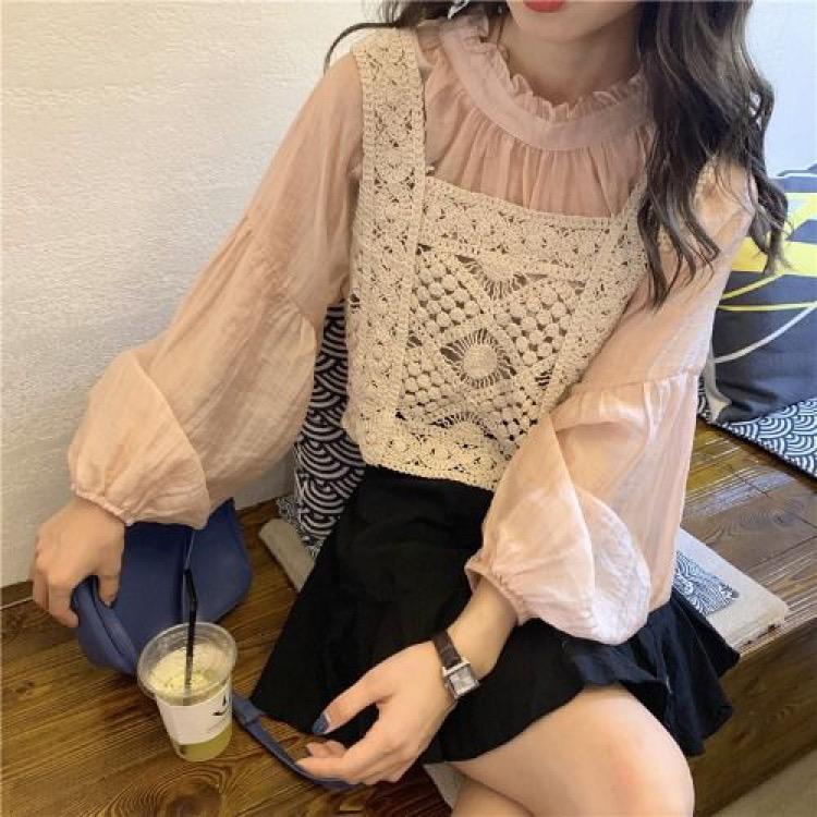 Áo 2 dây croptop lưới đi biển, mix váy áo
